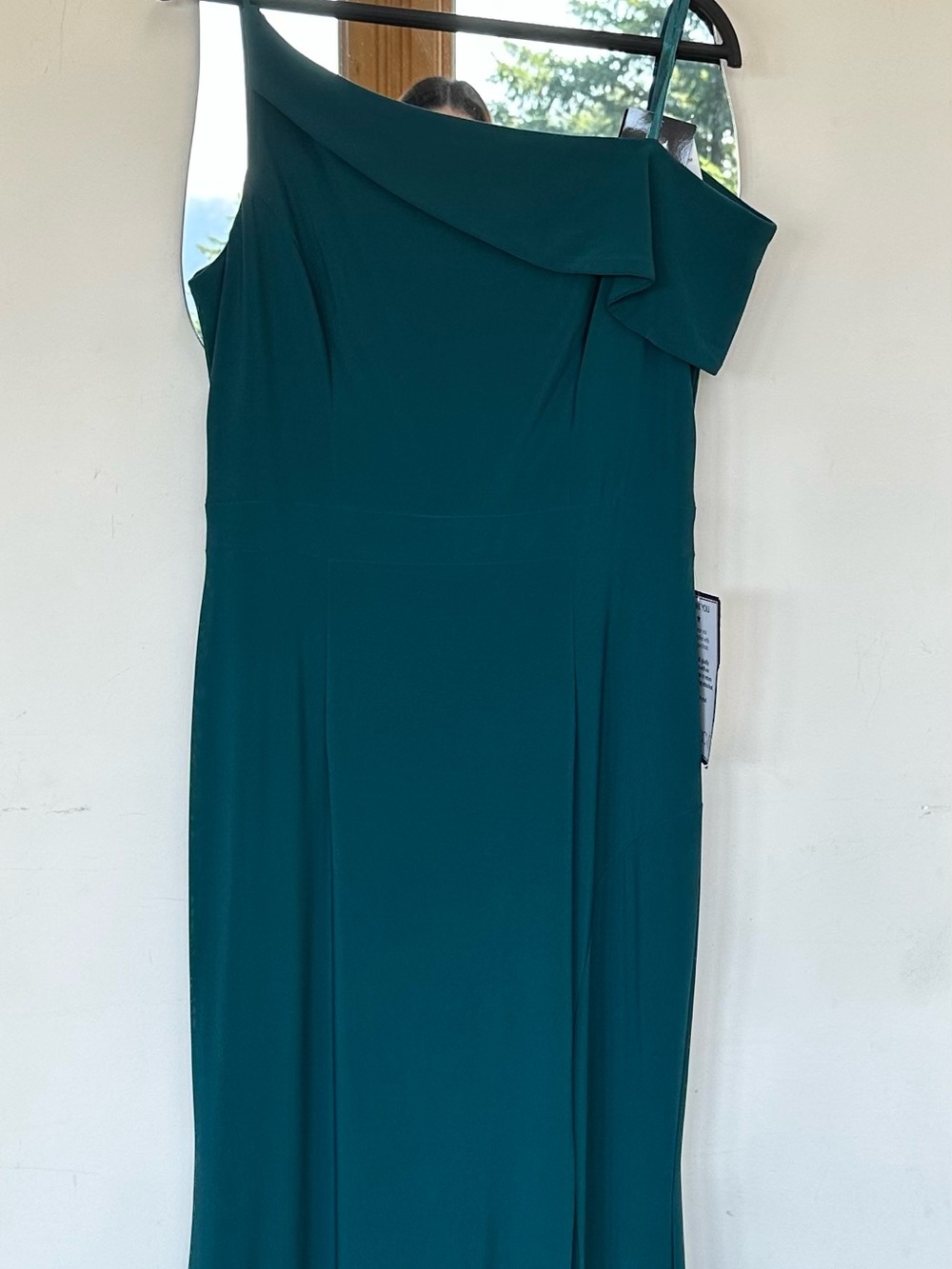 Xscape One-Shoulder Teal Green Evening Gown
